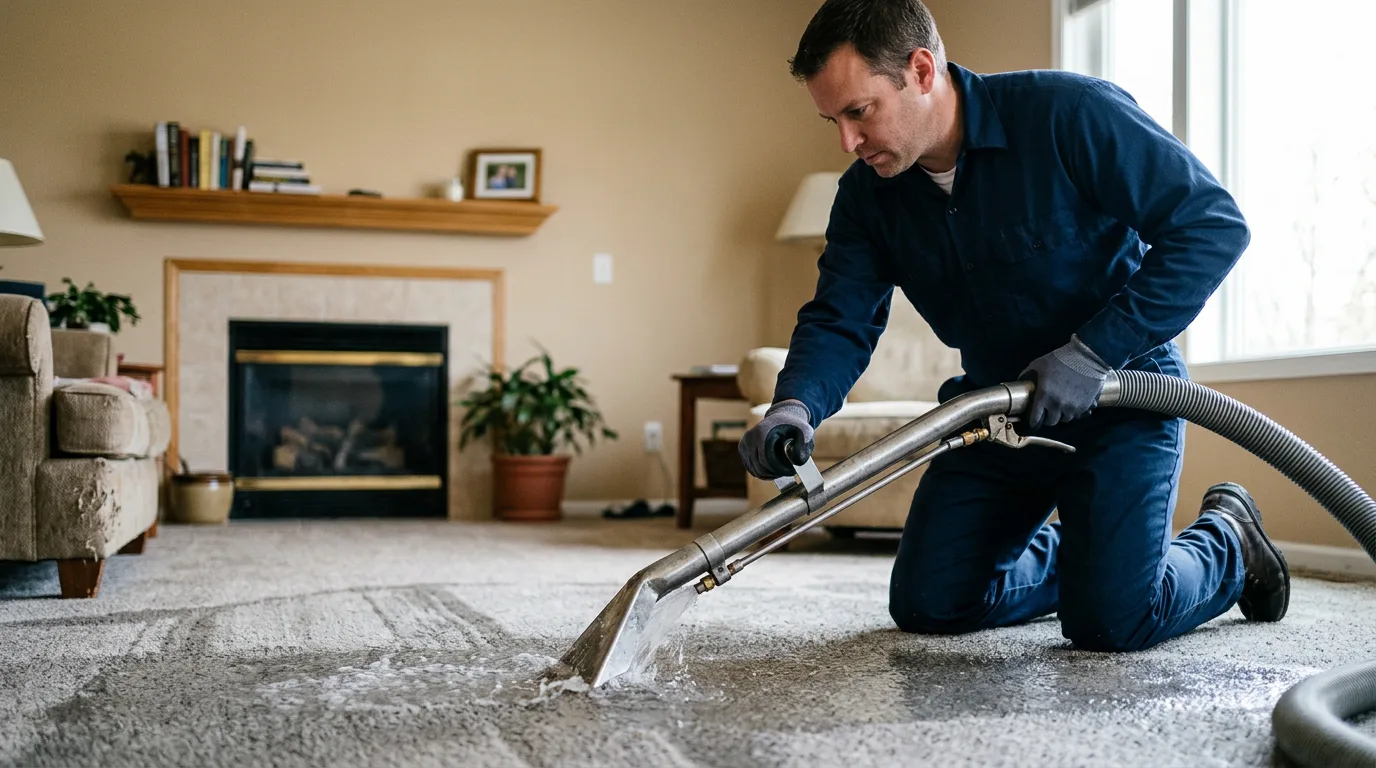 Water damage restoration technician working near Sharon, OK
